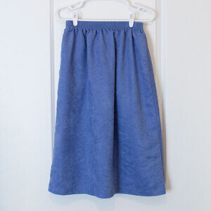 Cottagecore VTG Skirt Faux Suede Cornflower Blue Midi Soft Knit | Light Summer